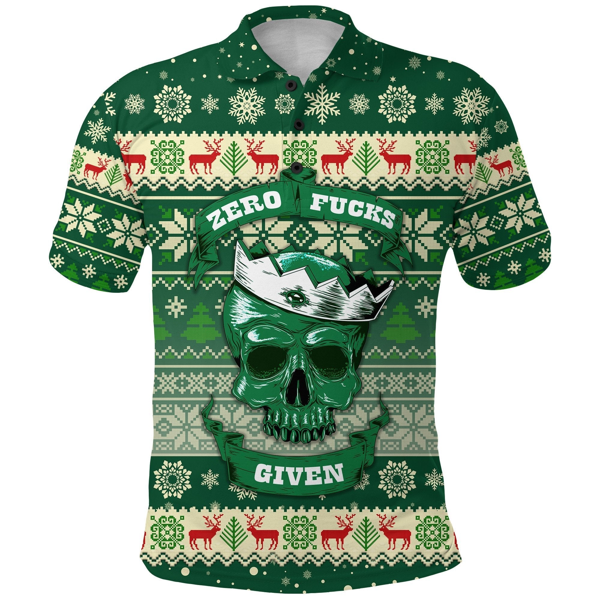 Skull Polo Shirt Christmas Green LT8 - Wonder Print Shop