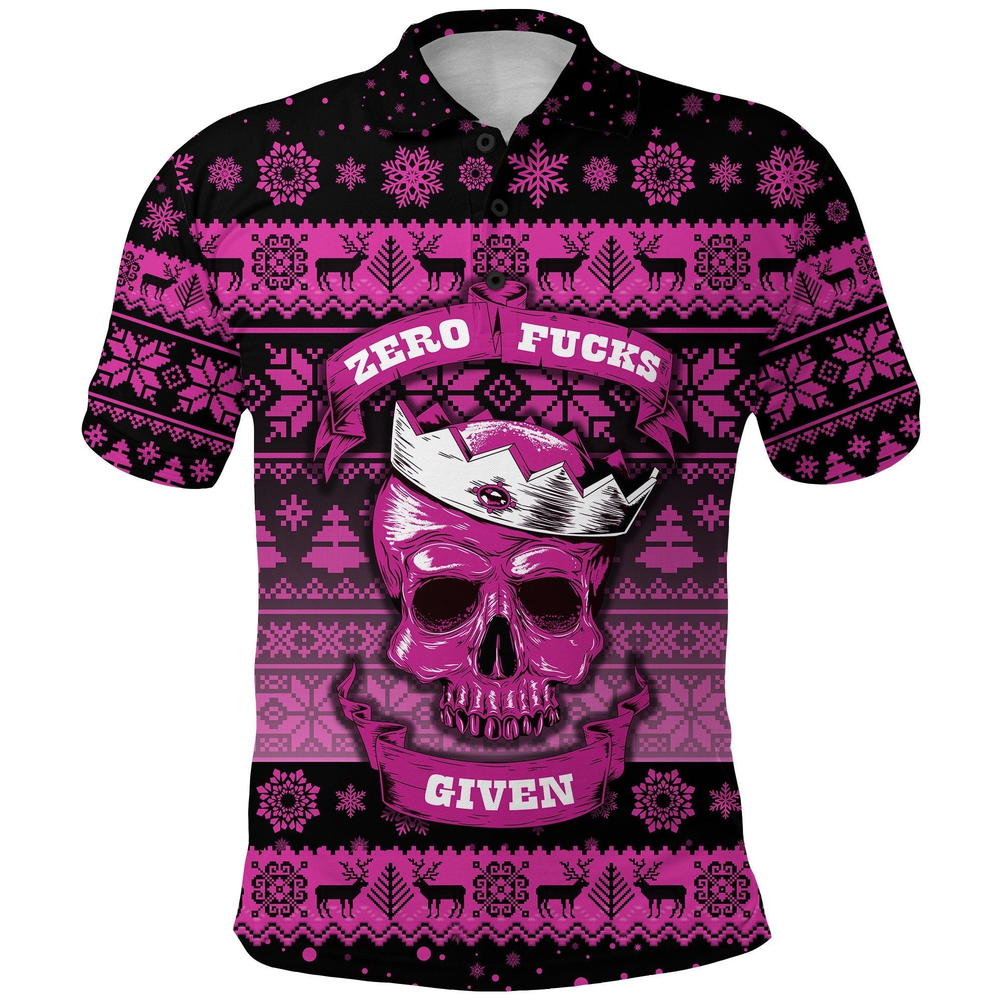 Skull Polo Shirt Christmas Pink LT8 - Wonder Print Shop