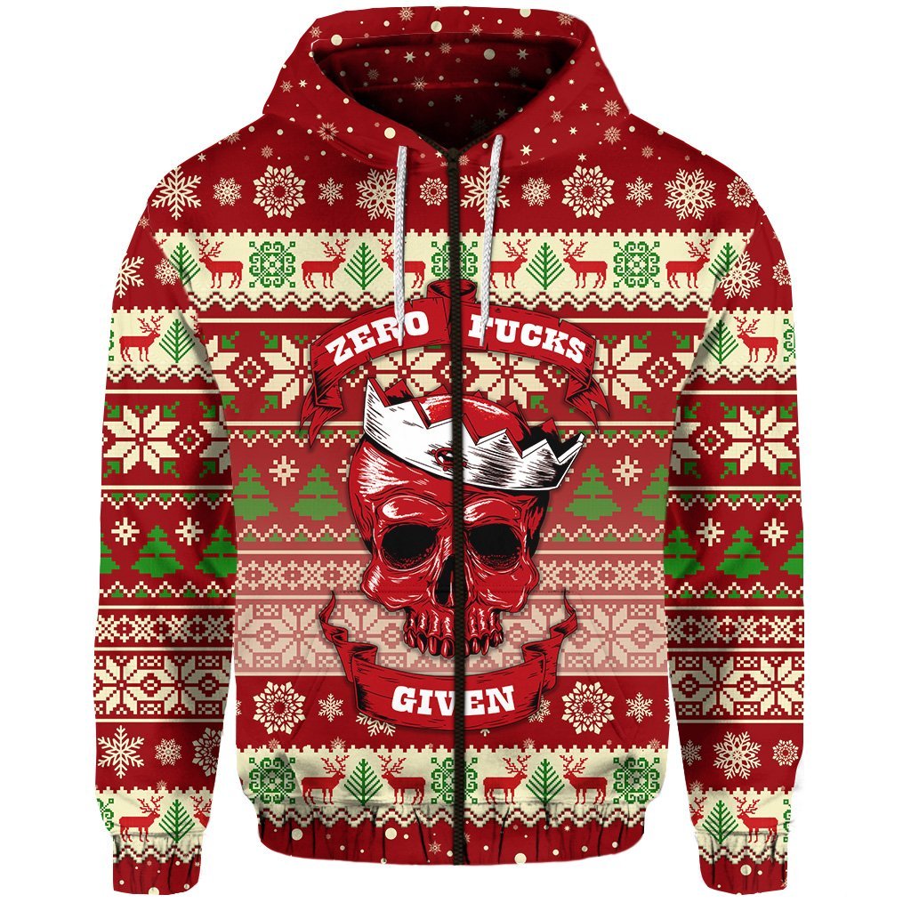 Skull Christmas Zip Hoodie Red LT8 - Wonder Print Shop