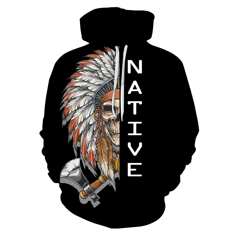 Chief Skull Feather Native American All Over Hoodie LT10 - Wonder Print Shop