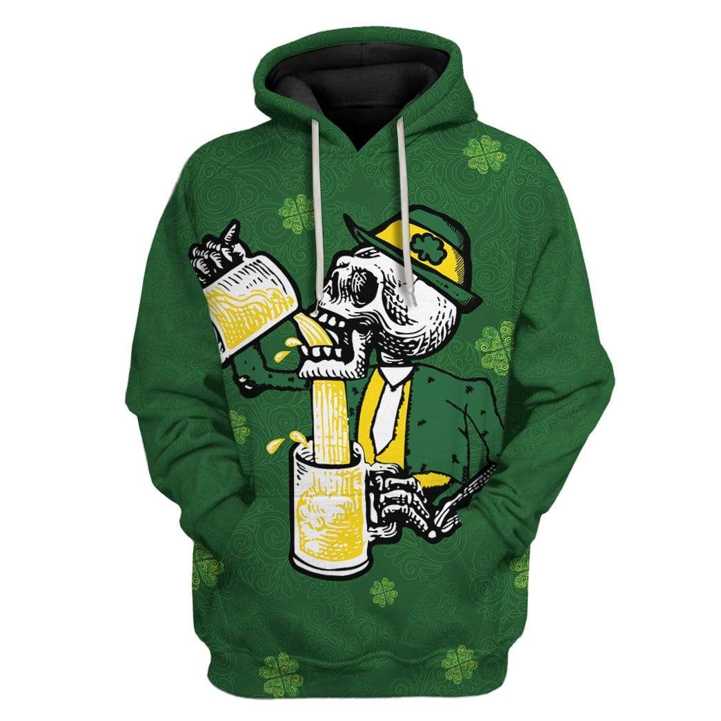 St Patricks Day Hoodie Drunk Skull LT8 - Wonder Print Shop