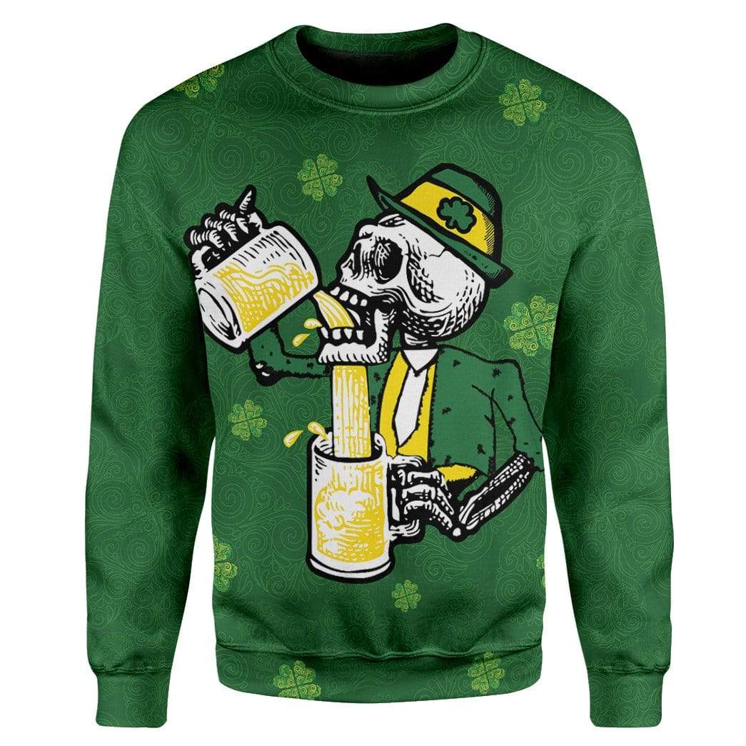 St Patrick's Day Drunk Skull Sweatshirt LT8 - Wonder Print Shop