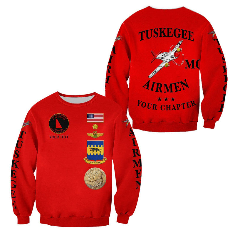 (Custom Personalised) Tuskegee Airmen Motorcycle Club Sweatshirt TAMC Spit Fire Simple Style - Red LT8 - Wonder Print Shop