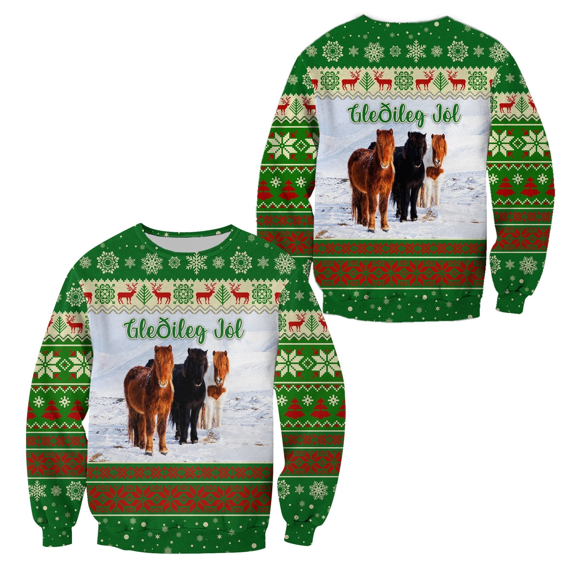 icelandic-horse-christmas-sweatshirt-green