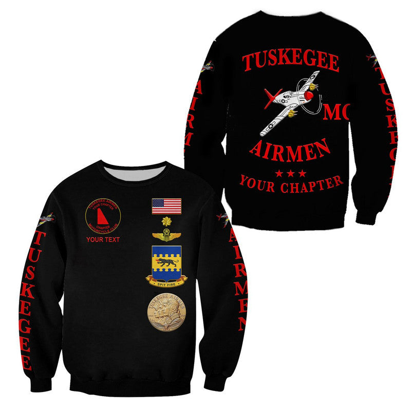 (Custom Personalised) Tuskegee Airmen Motorcycle Club Sweatshirt TAMC Spit Fire Simple Style - Black LT8 - Wonder Print Shop