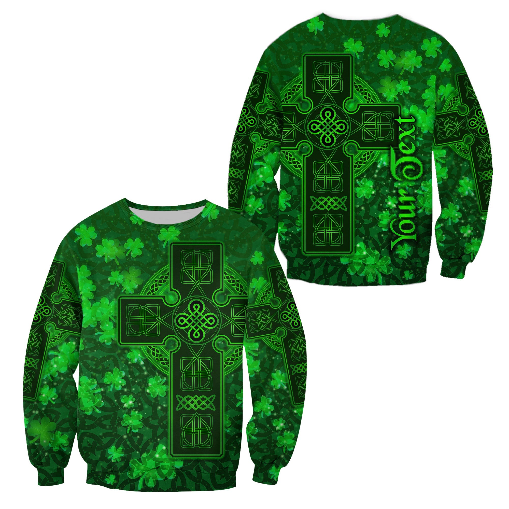 (Custom Personalised) Celtic Cross Sweatshirt With Shamrock Simple Style LT8 - Wonder Print Shop