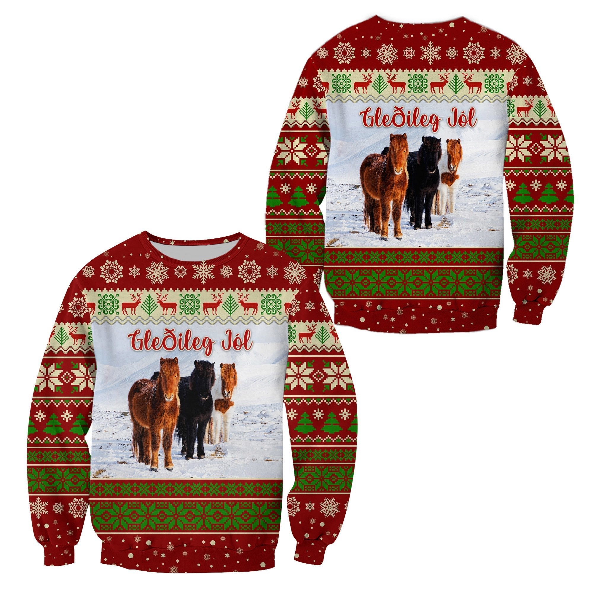 icelandic-horse-christmas-sweatshirt-red