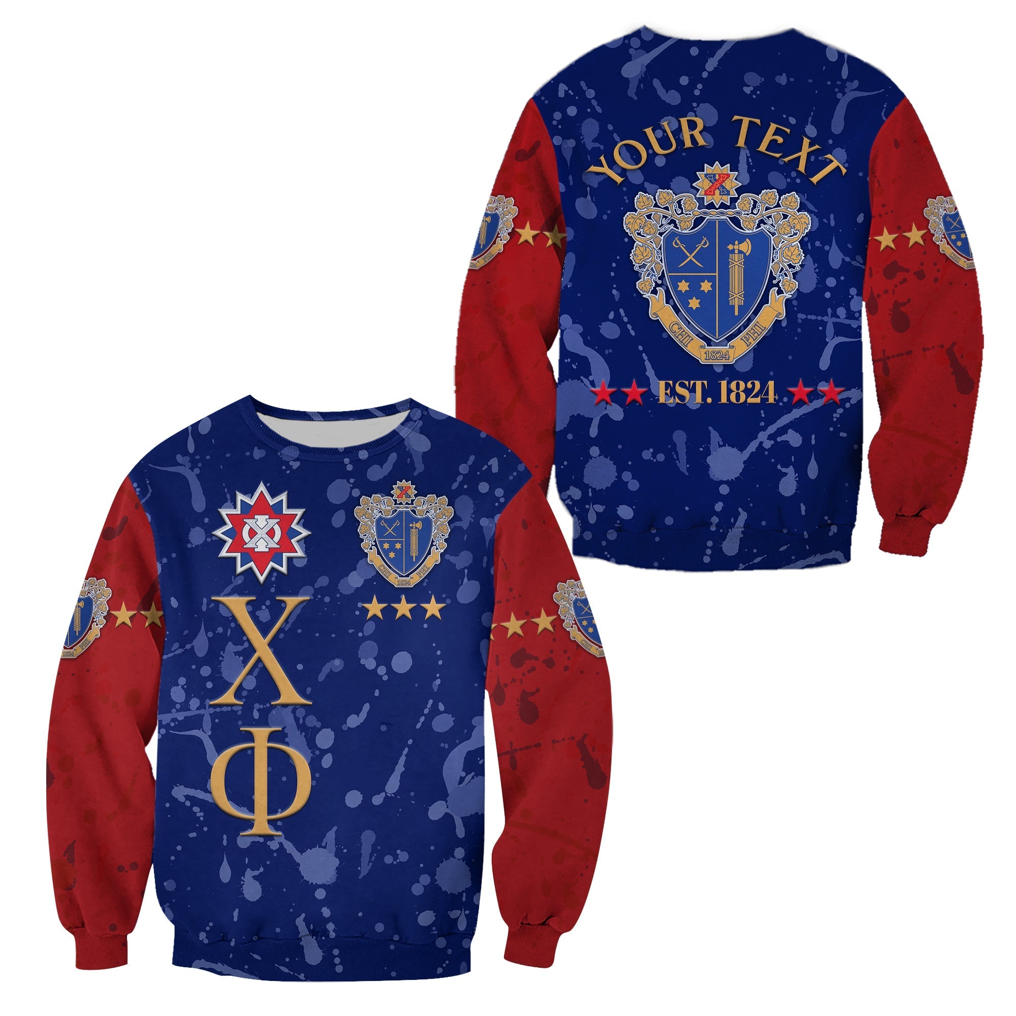 (Custom Personalised) Chi Phi Sweatshirt Simple Style Blue Scarlet LT8 - Wonder Print Shop