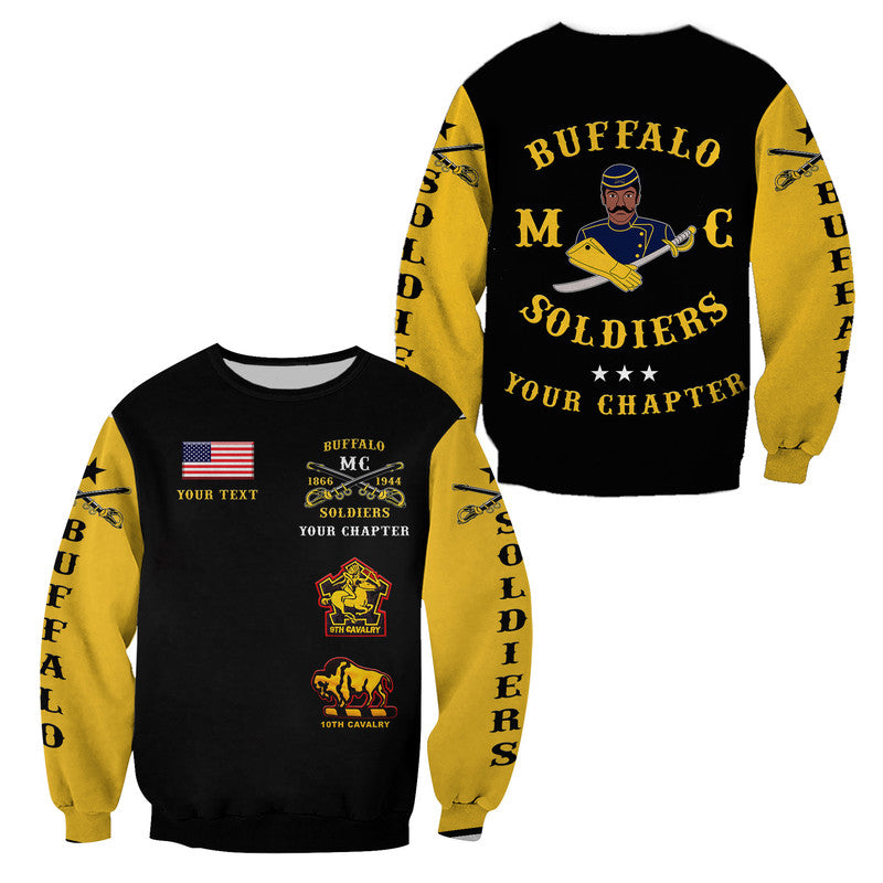 (Custom Personalised) Buffalo Soldiers Motorcycle Club BSMC Sweatshirt Original Style - Black Gold LT8 - Wonder Print Shop