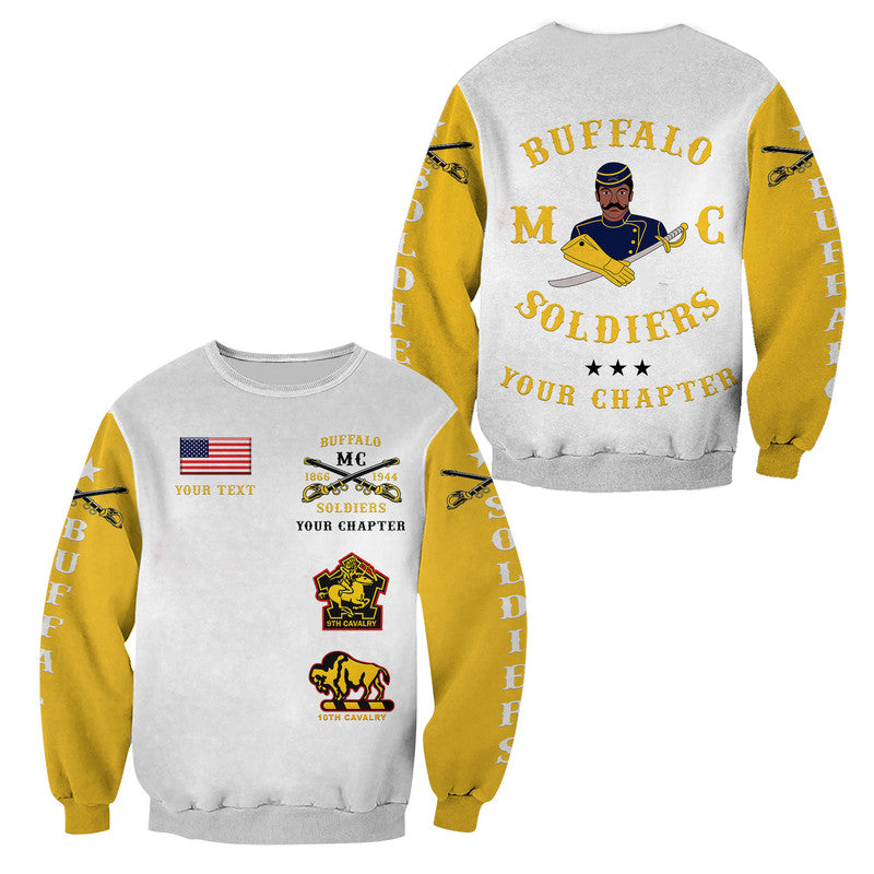 (Custom Personalised) Buffalo Soldiers Motorcycle Club BSMC Sweatshirt Original Style - White Gold LT8 - Wonder Print Shop