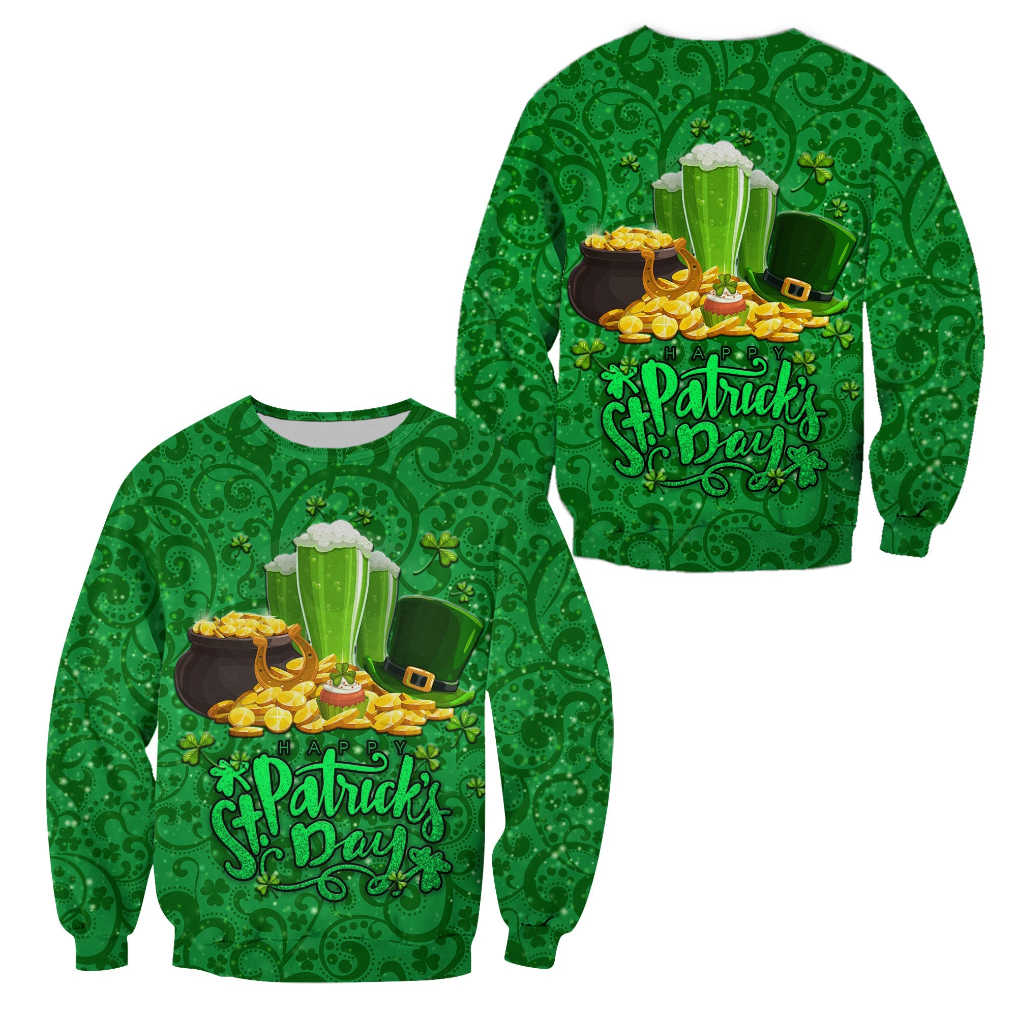 Ireland Happy Saint Patrick's Day Sweatshirt With Shamrock LT8 - Wonder Print Shop