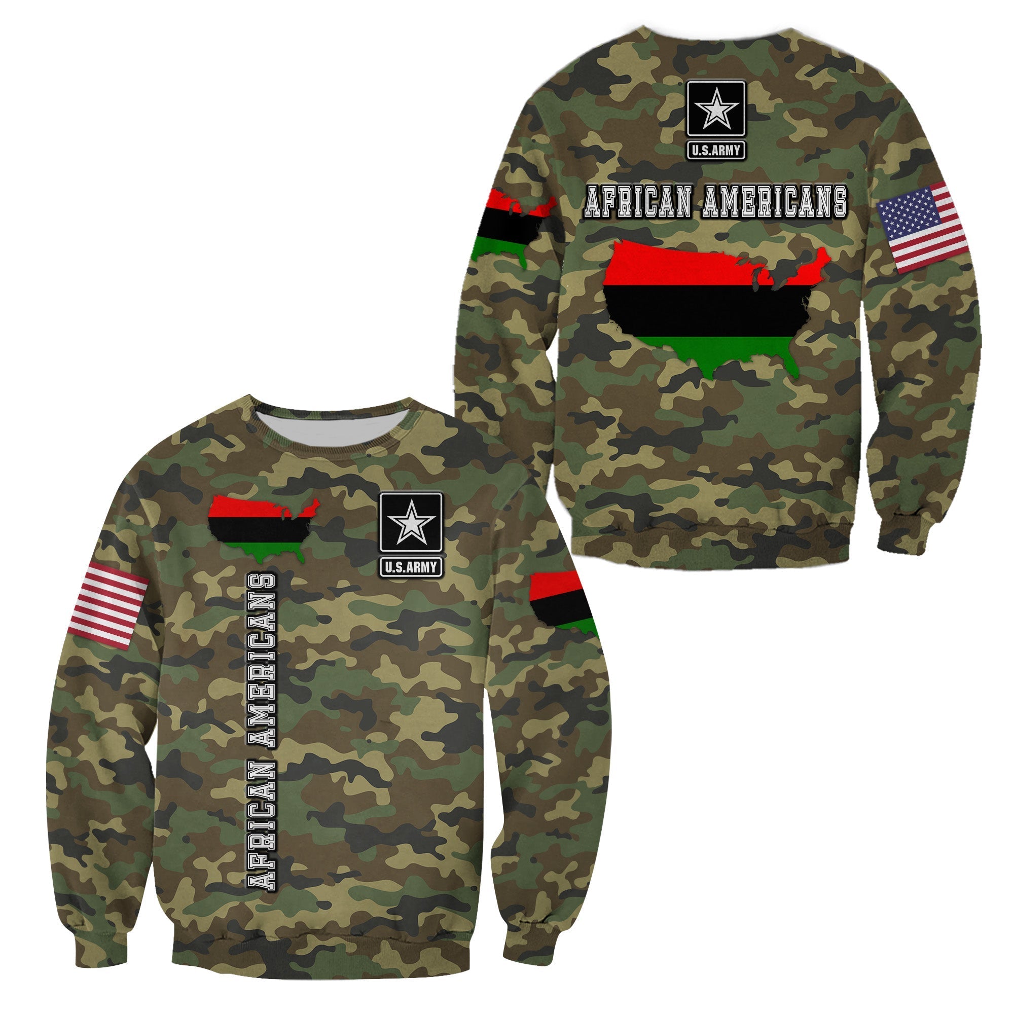 military-of-african-americans-sweatshirt-flag-simple-style