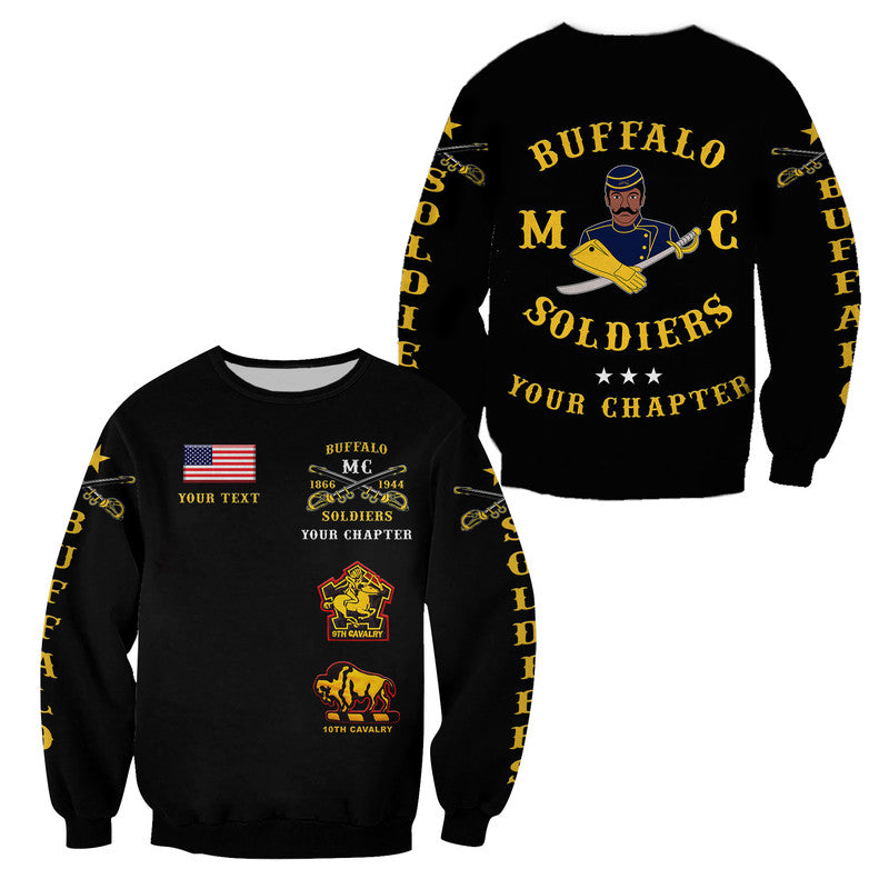 (Custom Personalised) Buffalo Soldiers Motorcycle Club BSMC Sweatshirt Original Style - Black LT8 - Wonder Print Shop