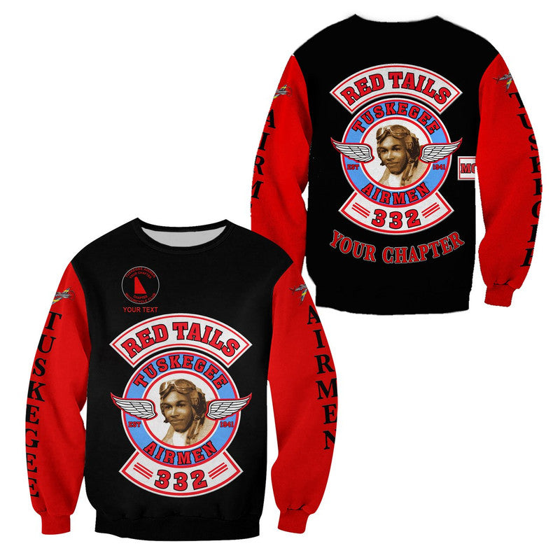 (Custom Personalised) Tuskegee Airmen Motorcycle Club Sweatshirt TAMC Red Tails Original Style - Black Red LT8 - Wonder Print Shop