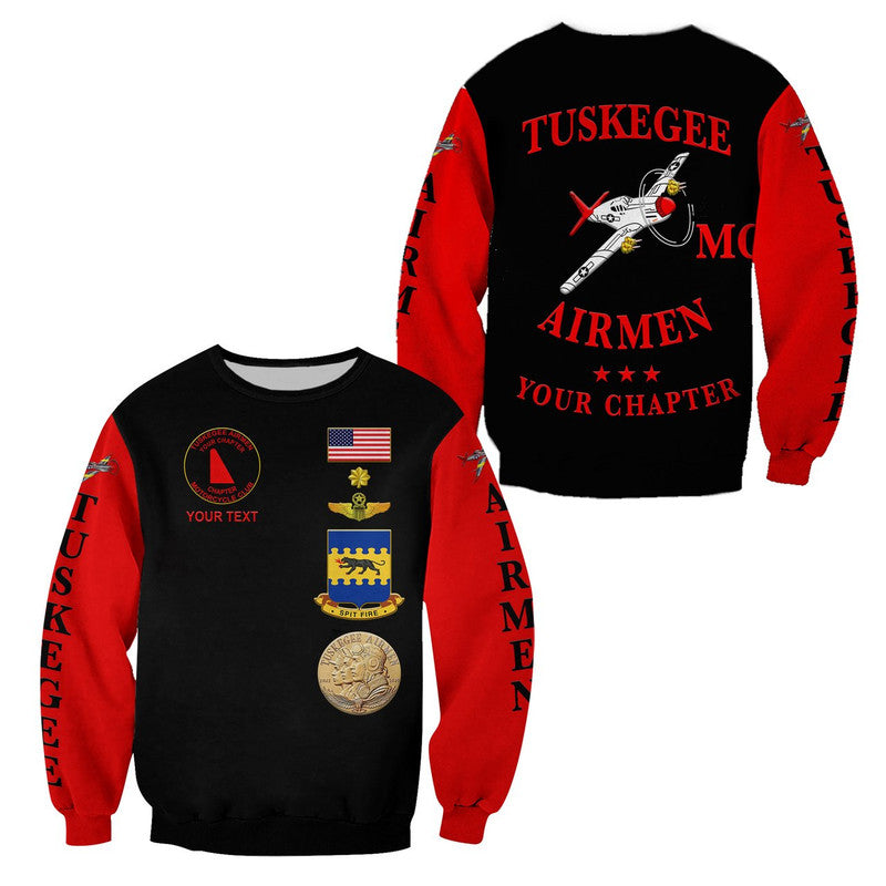 (Custom Personalised) Tuskegee Airmen Motorcycle Club Sweatshirt TAMC Spit Fire Simple Style - Black Red LT8 - Wonder Print Shop