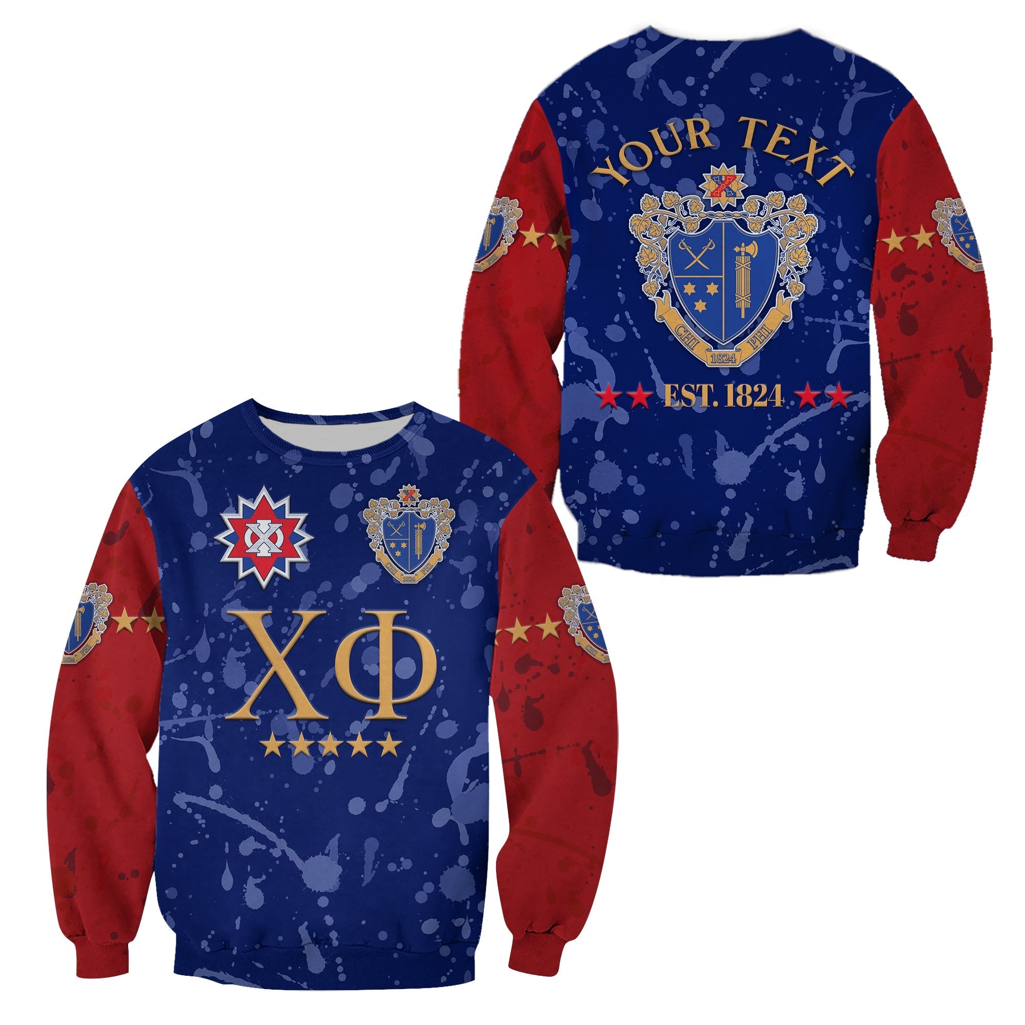 (Custom Personalised) Chi Phi Sweatshirt Original Style Blue Scarlet LT8 - Wonder Print Shop