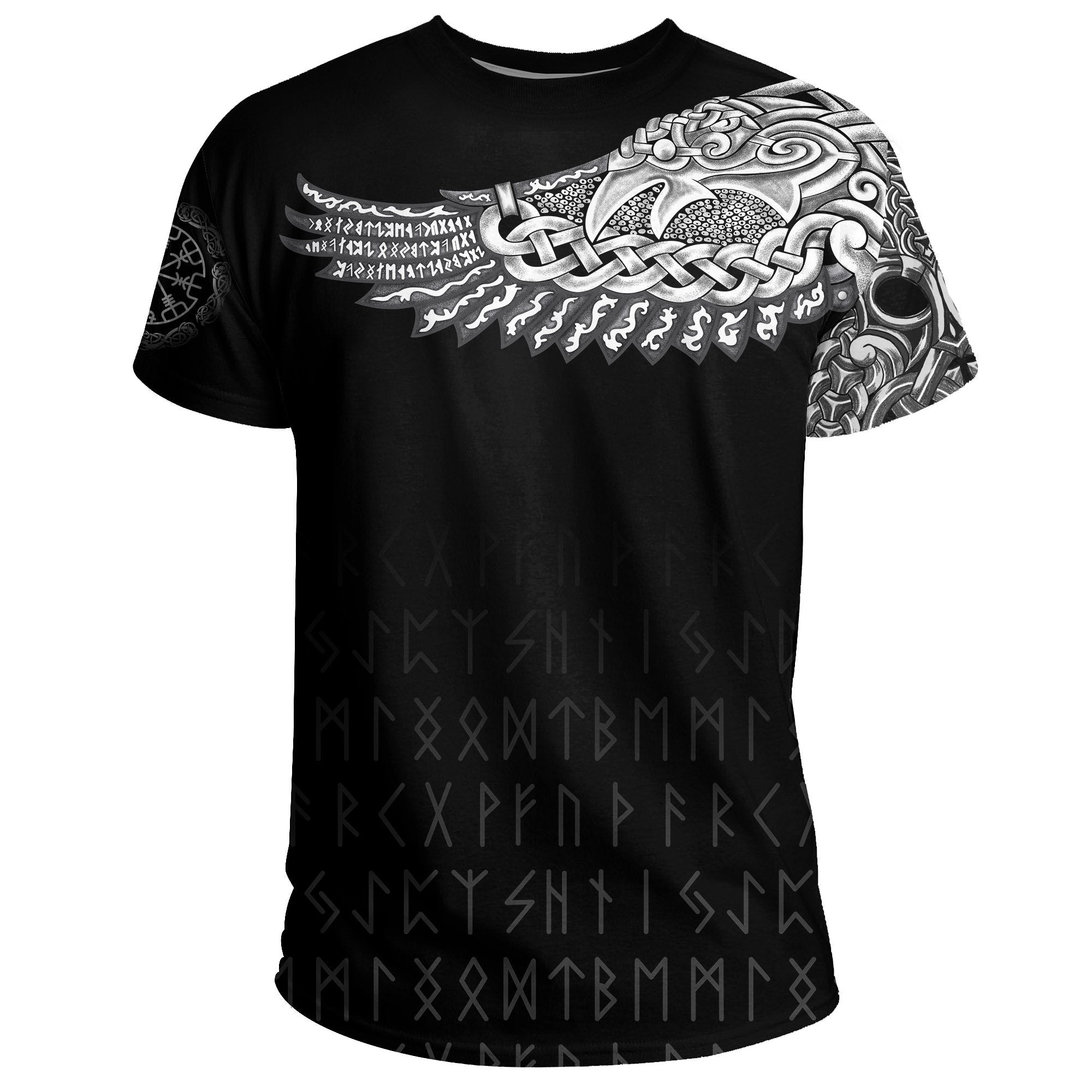 Viking T Shirt, The Raven Of Odin Tattoo Style RLT12 - Wonder Print Shop