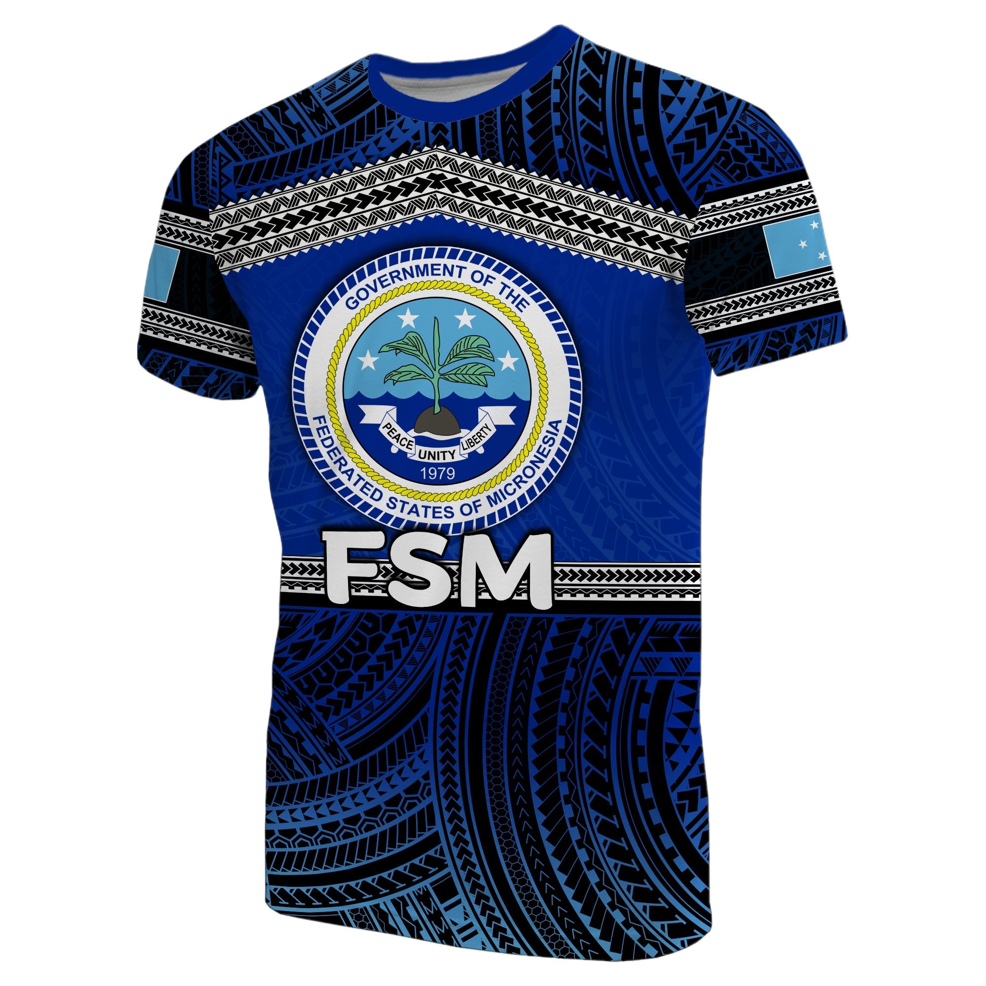 Custom Federated States of Micronesia T Shirt Polynesian Patterns LT6 - Wonder Print Shop