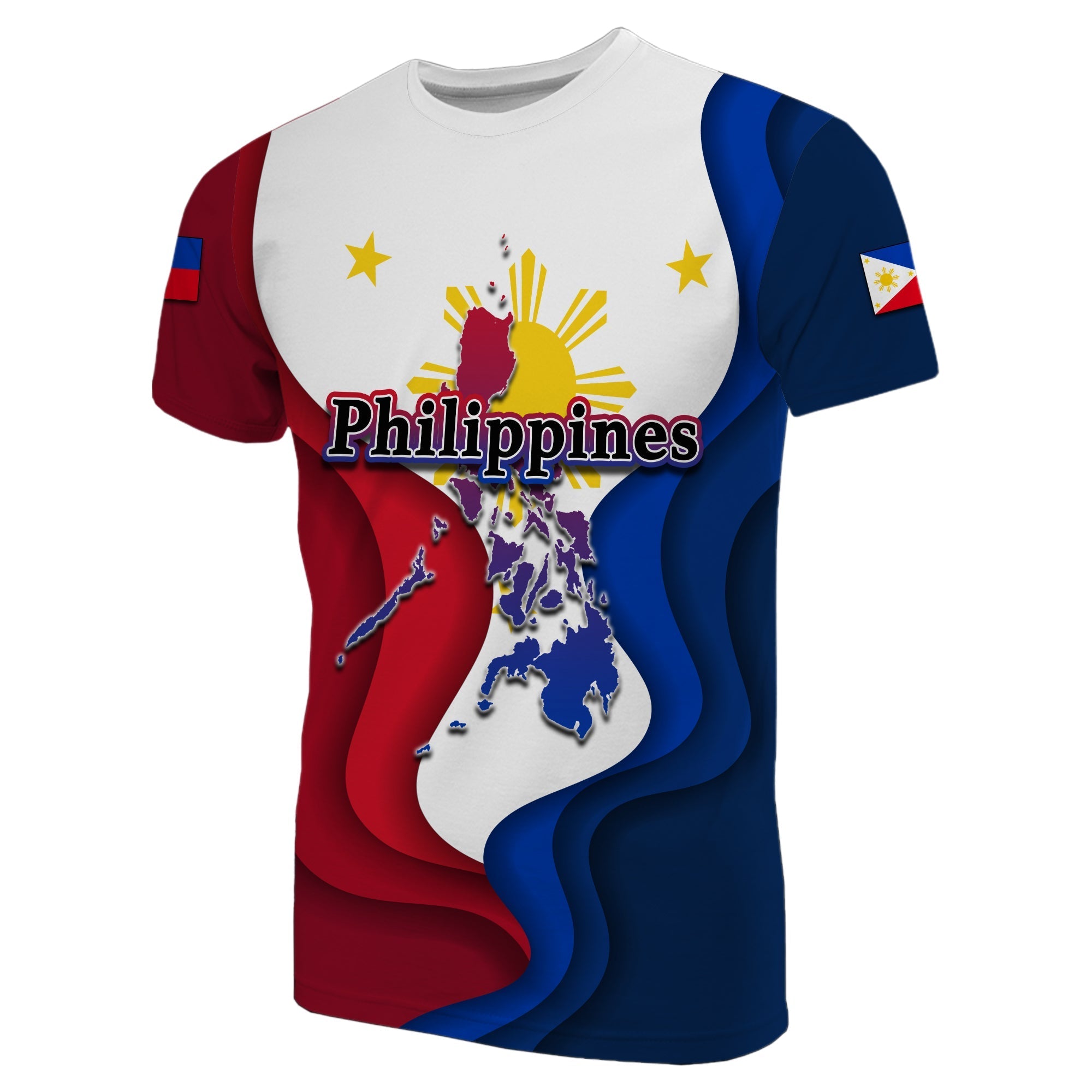 Custom Philippines T Shirt Flag Style LT6 - Wonder Print Shop