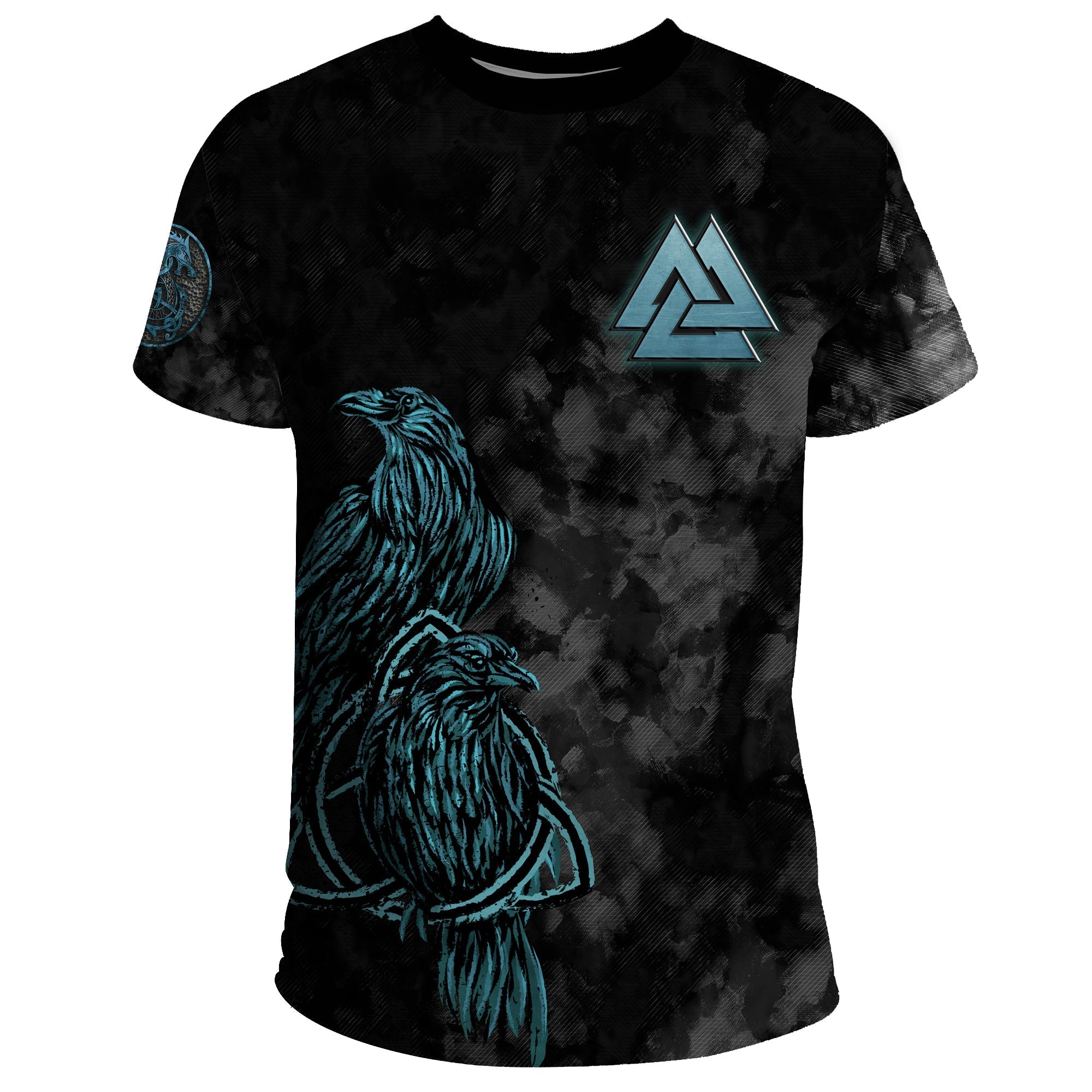 Viking Vikings T Shirt Raven Of Odin Cyan RLT12 - Wonder Print Shop