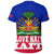 Haiti T Shirt Flag With Coat Of Arm (Blue) - Wonder Print Shop