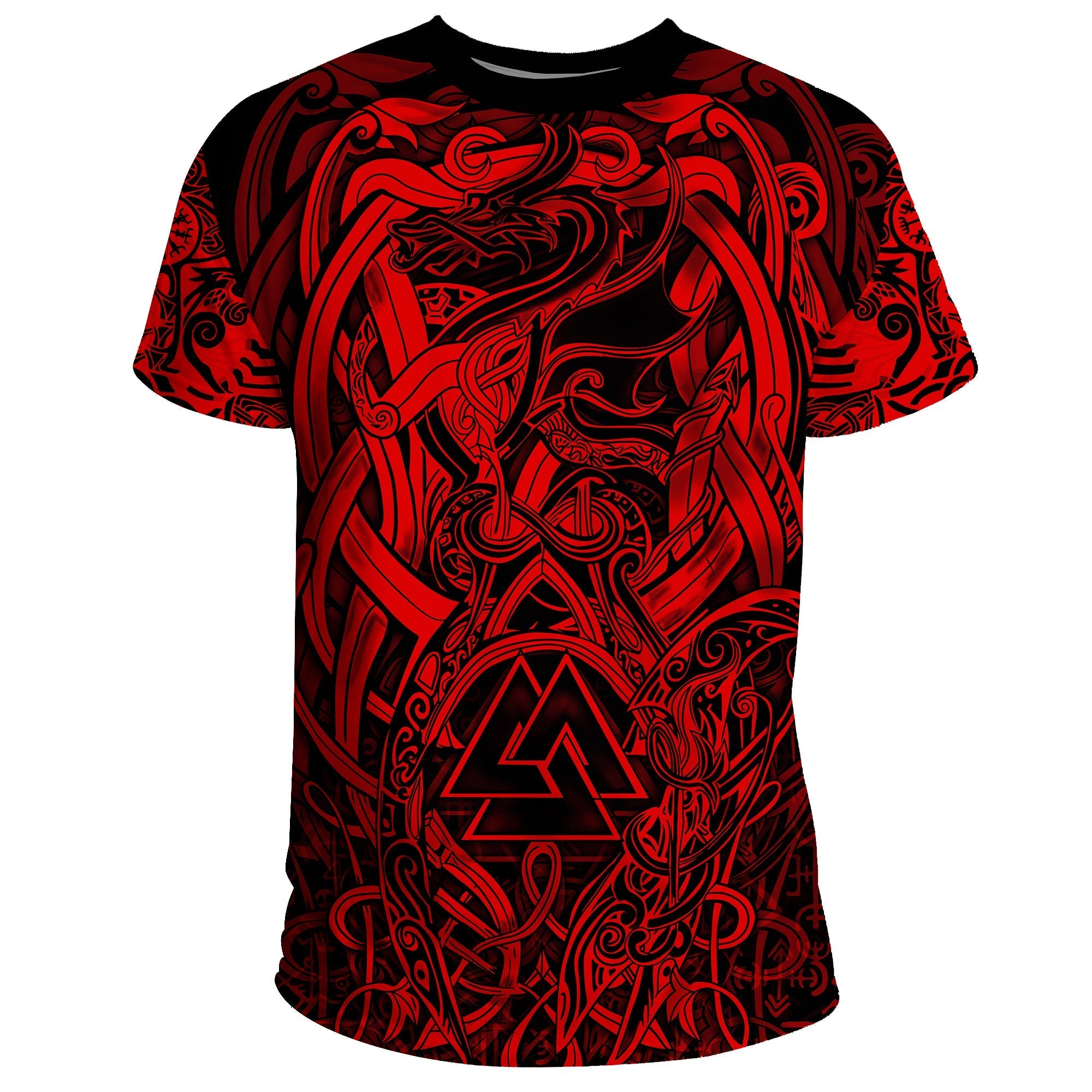 viking-t-shirt-valknut-and-dragon-tattoo-red