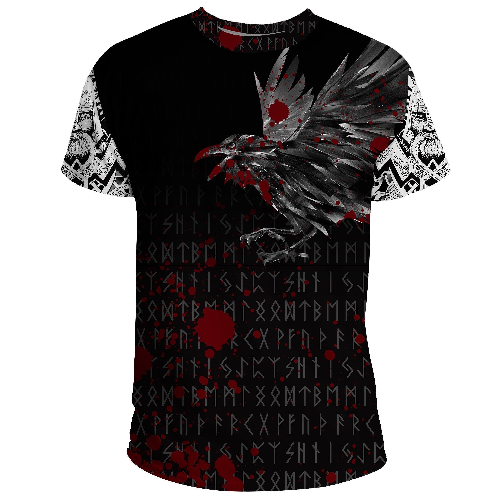 Viking T Shirt The Raven Of Odin Rune Blood RLT12 - Wonder Print Shop