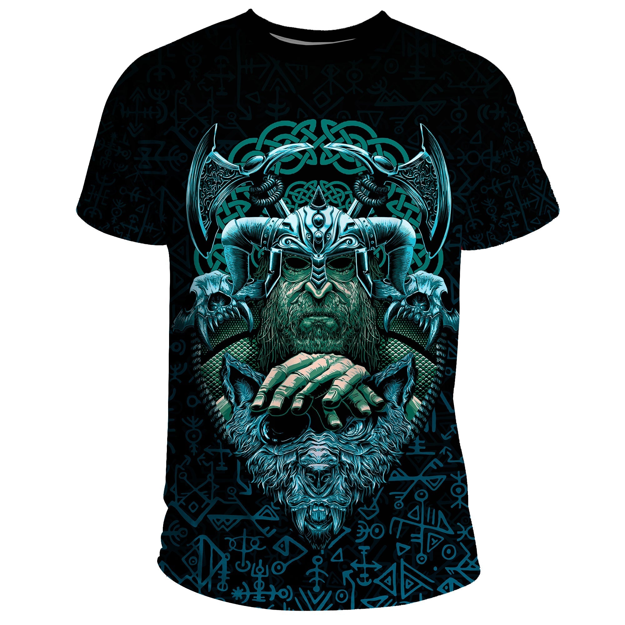 Viking T Shirt Odin With Fenrir RLT12 - Wonder Print Shop