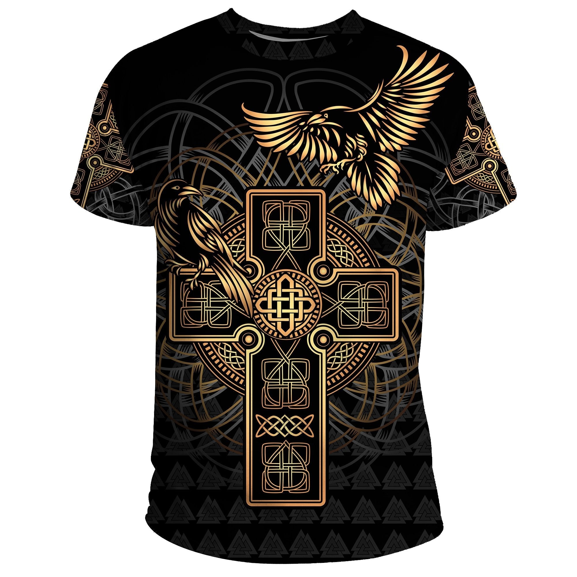 Viking T Shirt Odin's Celtic Raven Tattoo RLT12 - Wonder Print Shop