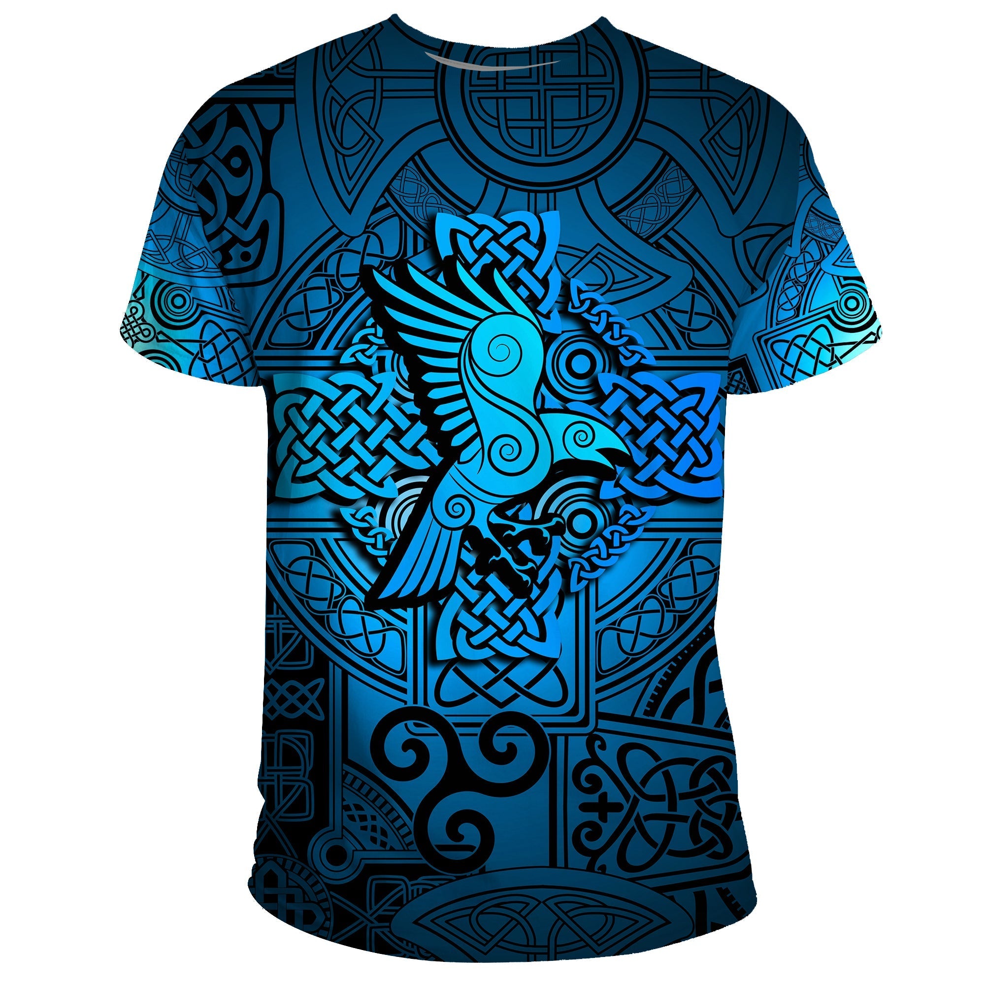 Viking T Shirt Raven Odin Celtic Cyan RLT12 - Wonder Print Shop