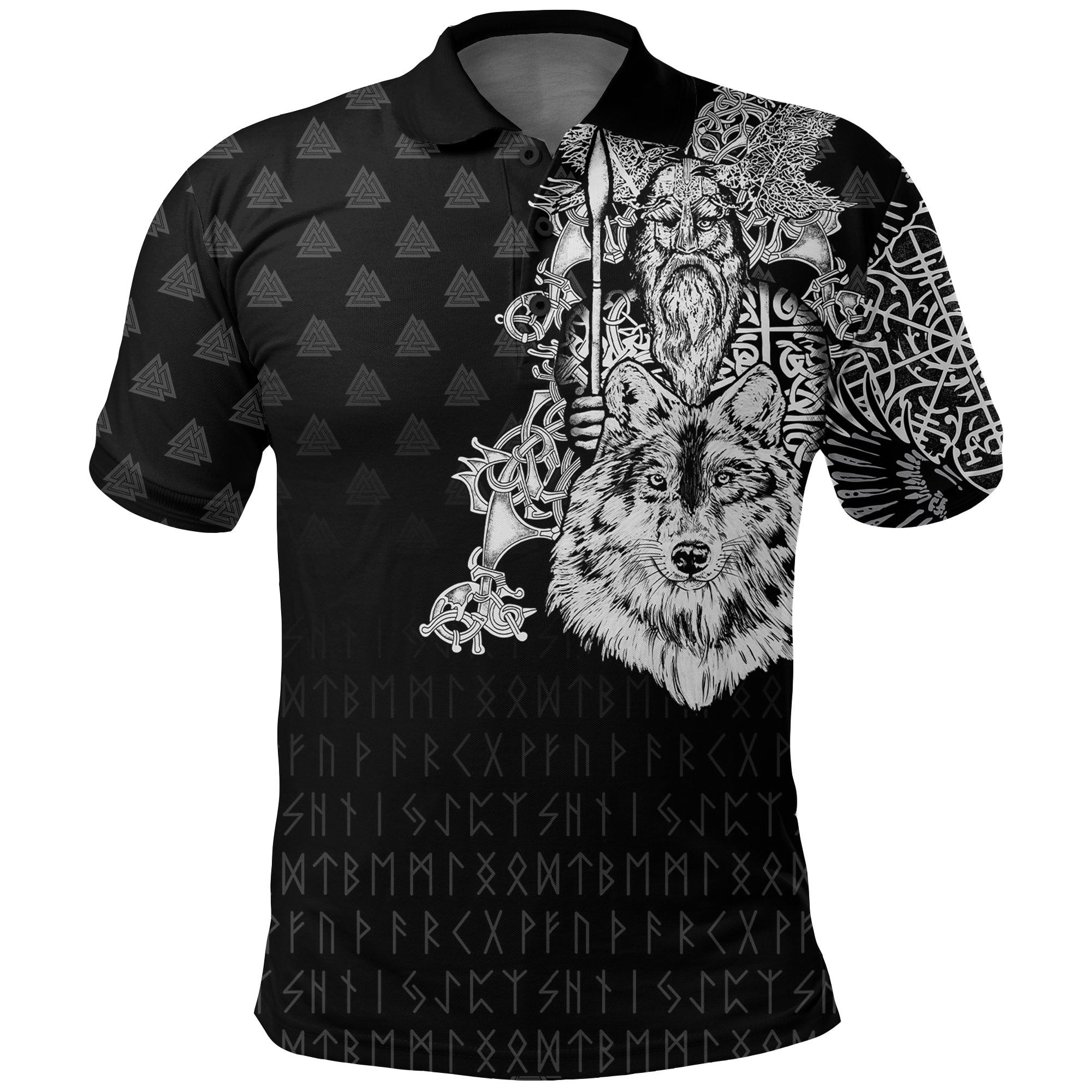 Viking Polo Shirt Old Norse Odin Tattoo RLT12 - Wonder Print Shop