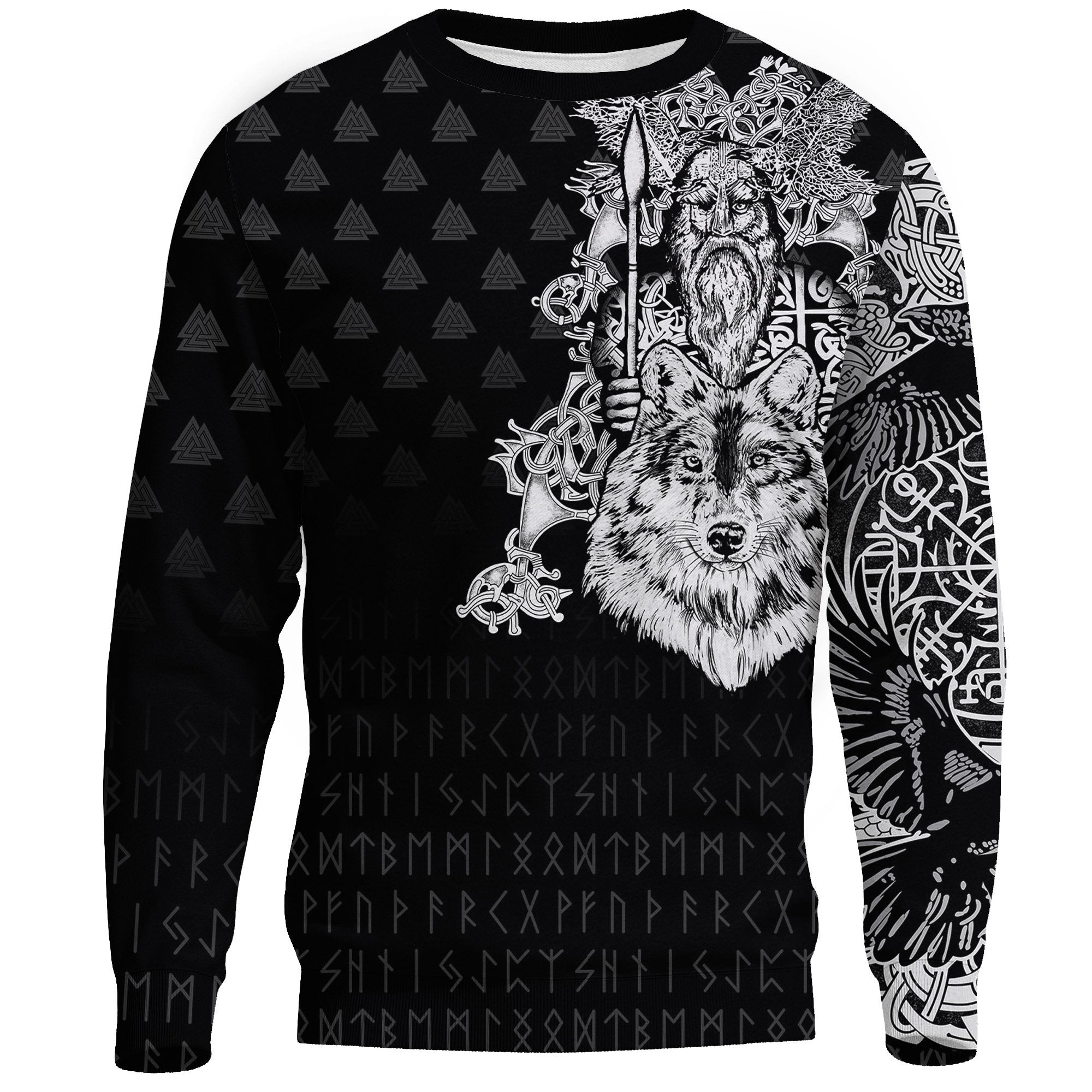 Viking Sweatshirt - Old Norse Odin Tattoo RLT12 - Wonder Print Shop