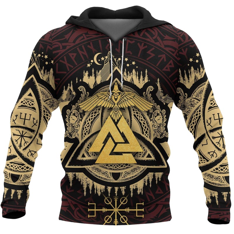 Viking Clothing The Golden Valknut Hoodie RLT12 - Wonder Print Shop