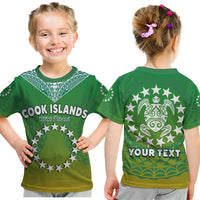 Kids green T-shirt with front circular star and turtle graphic