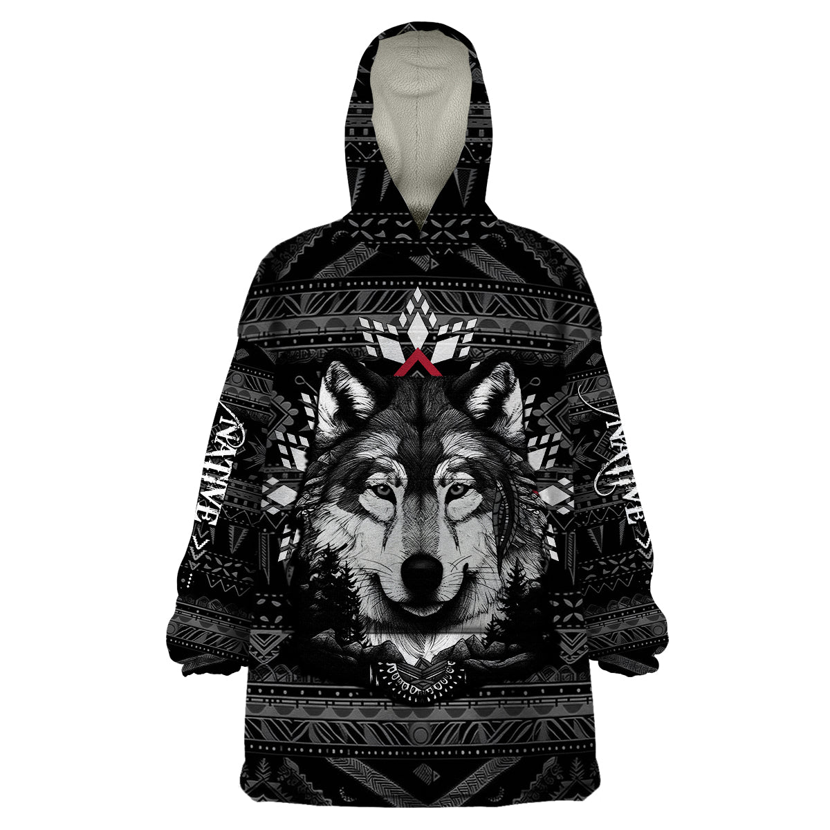 native-american-tribal-pattern-with-wolf-born-wild-wearable-blanket-hoodie