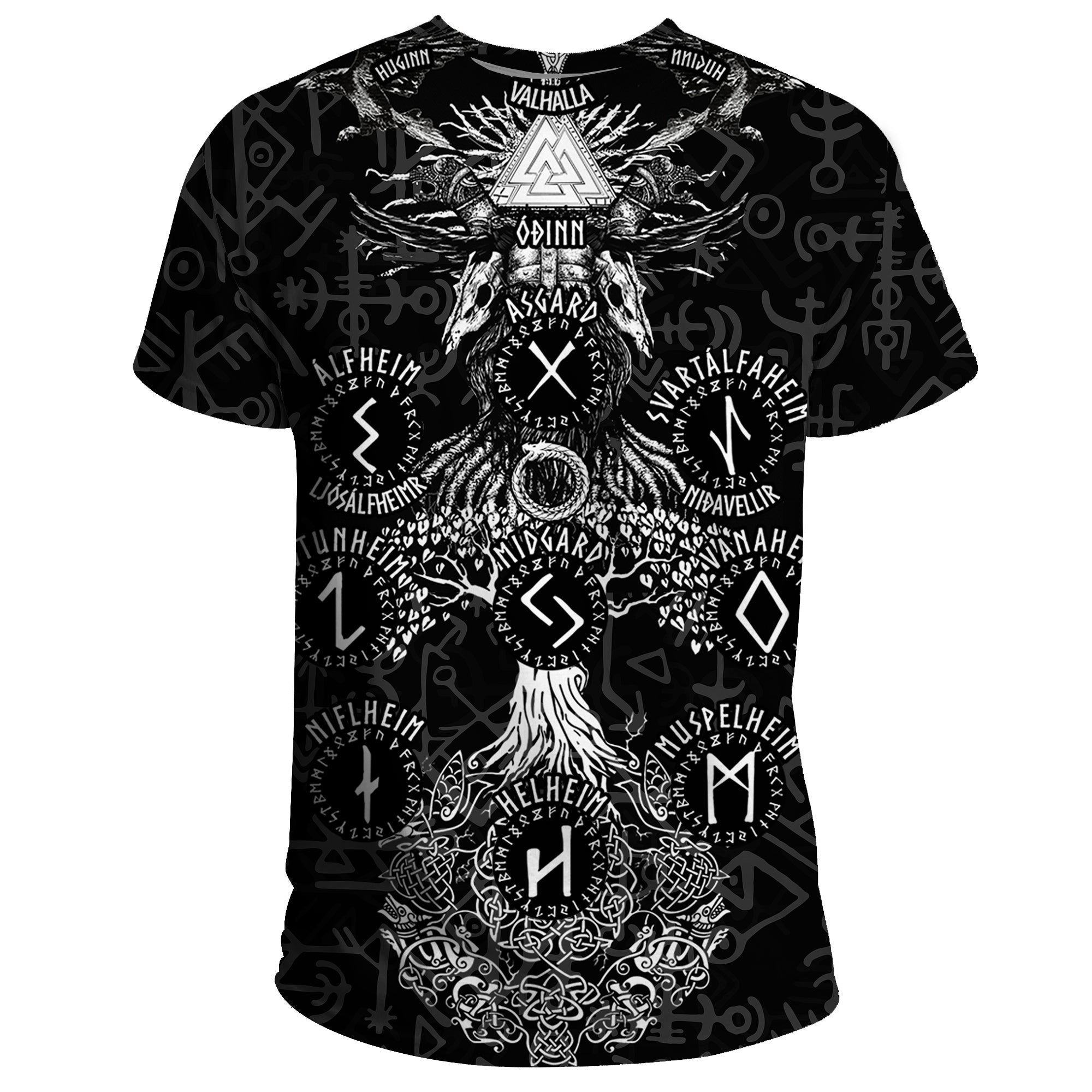 Viking T Shirt Odin Tree Runes RLT12 - Wonder Print Shop