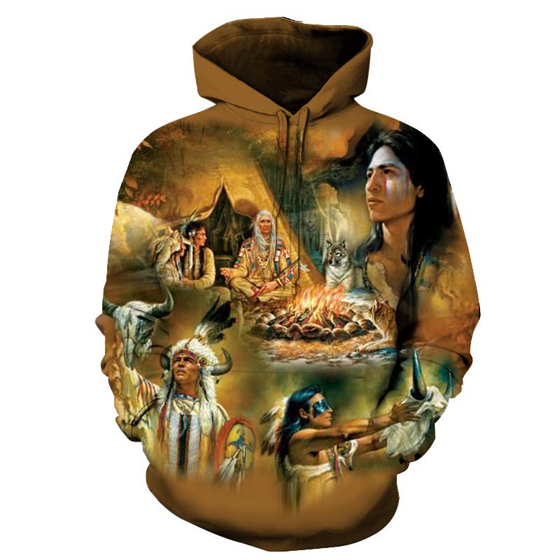 Multicolor all-over graphic pullover hoodie with hood and front pocket