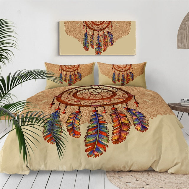 Native American Dreamcatcher Feathers Gemstones Bedding Set LT10 - Wonder Print Shop