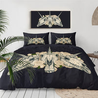 Native American unicorn or horned skull bedding set with dark duvet and cream head graphic
