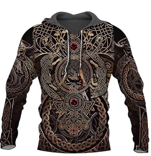 Viking Clothing Viking Warrior Tattoo Hoodie RLT12 - Wonder Print Shop