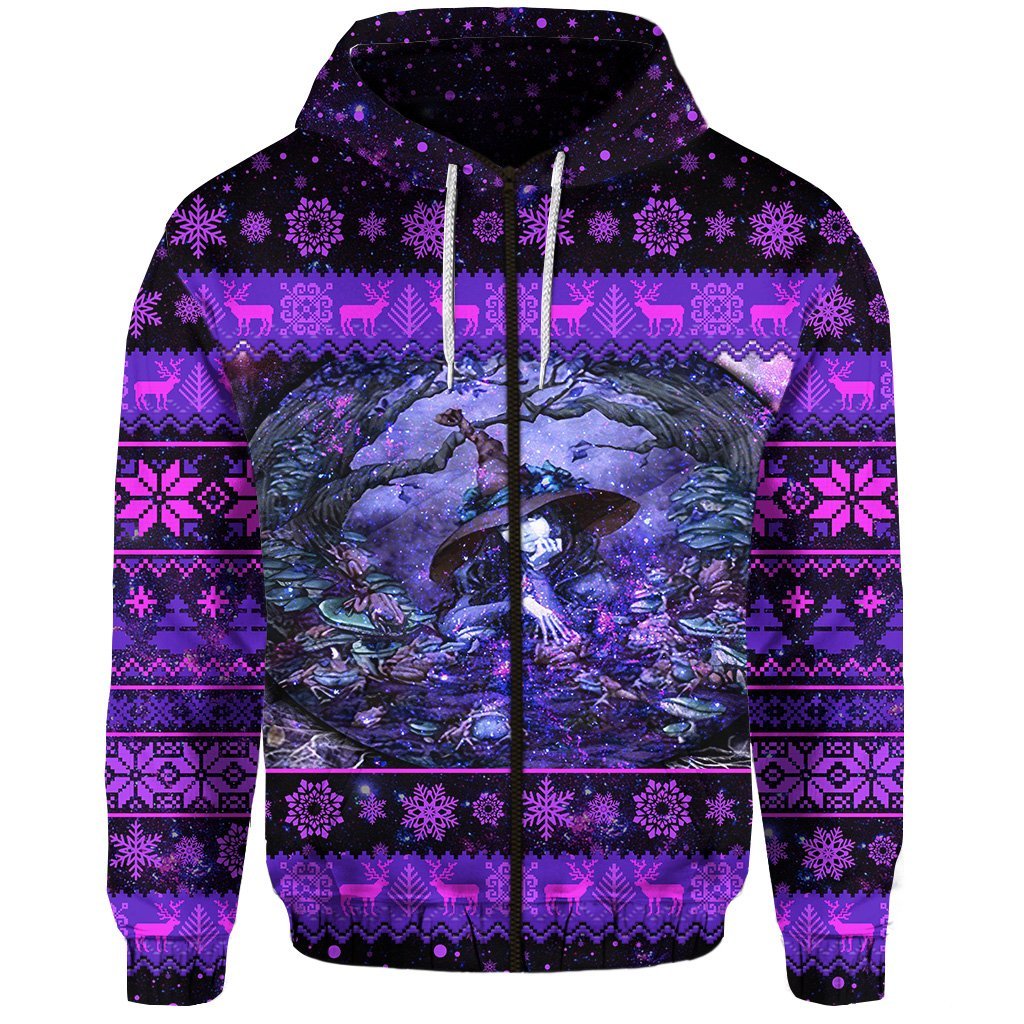 Wicca Tree Of Life With Witch Christmas Zip Hoodie LT8 - Wonder Print Shop