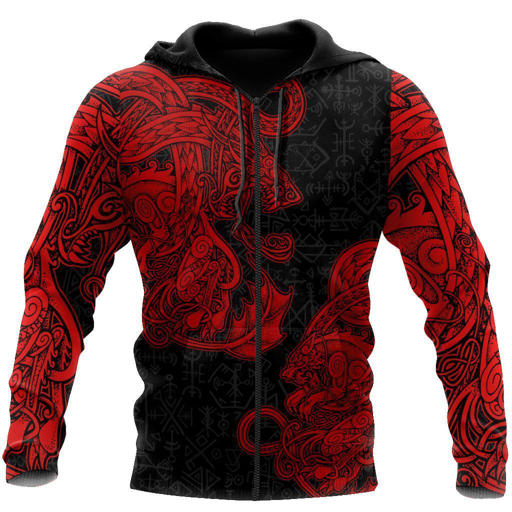 Viking Zip Hoodie - Jormungandr and Fenrir Vikings 3D RLT12 - Wonder Print Shop