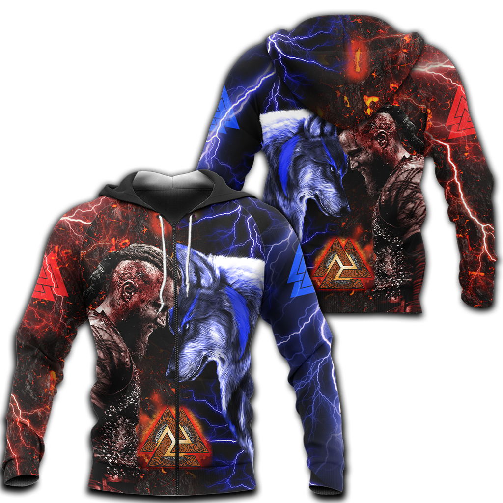 Viking Zip Hoodie - Ragnar and Wolf RLT12 - Wonder Print Shop