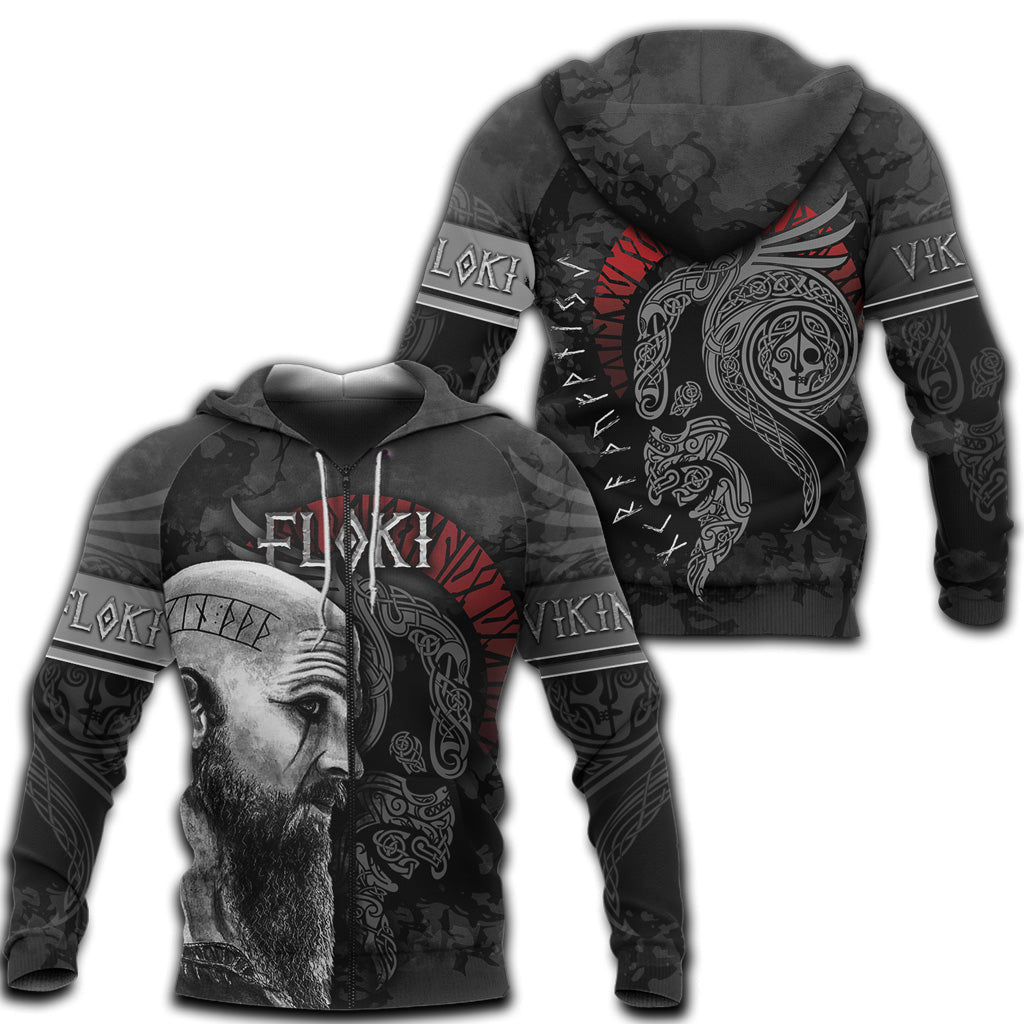 Viking Zip Hoodie - Floki Art RLT12 - Wonder Print Shop