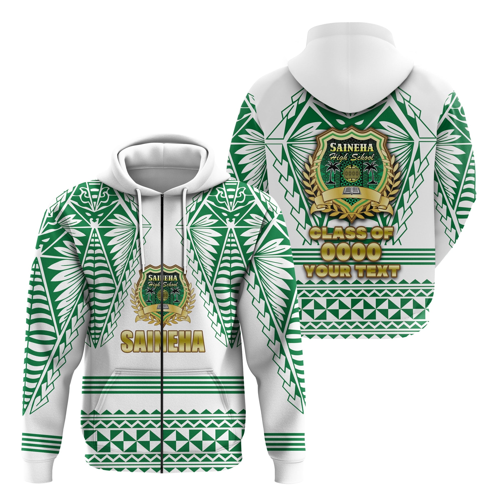 Custom Saineha Tonga Zip Hoodie Tattoo Style Special Class of LT16 - Wonder Print Shop