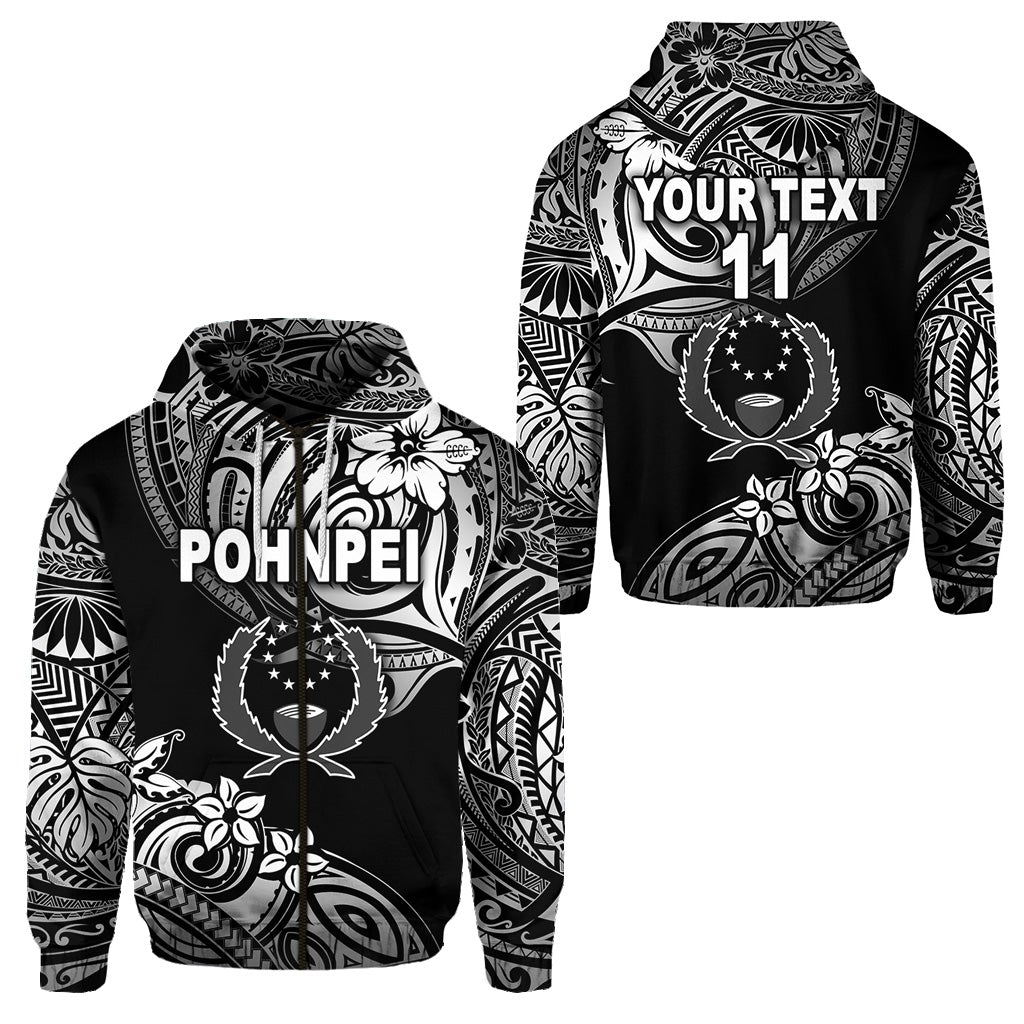 Custom FSM Pohnpei Zip Hoodie Unique Vibes Black LT8 - Wonder Print Shop