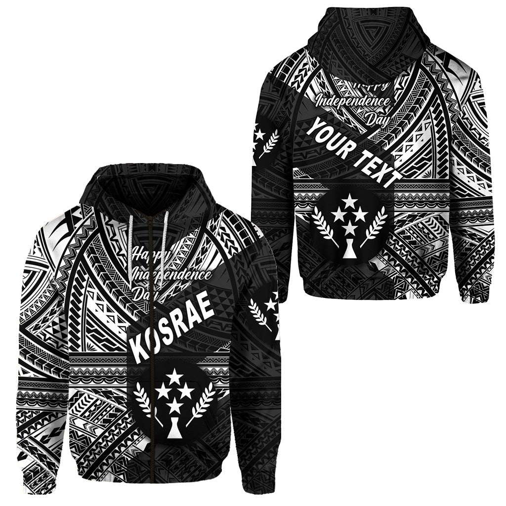 Custom FSM Kosrae Zip Hoodie Happy Independence Day Original Vibes Black LT8 - Wonder Print Shop