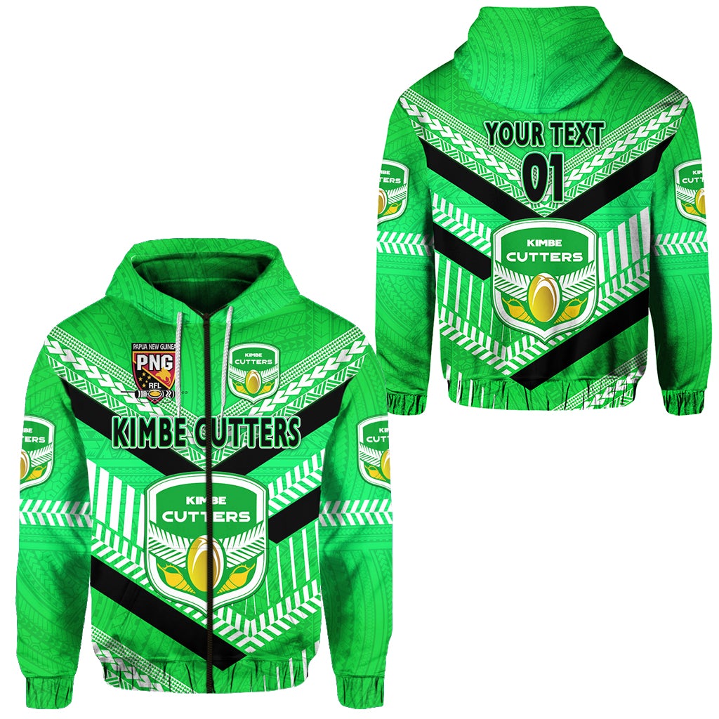 Custom Papua New Guinea Kimbe Cutters Zip Hoodie Rugby Green, Custom Text And Number LT8 - Wonder Print Shop