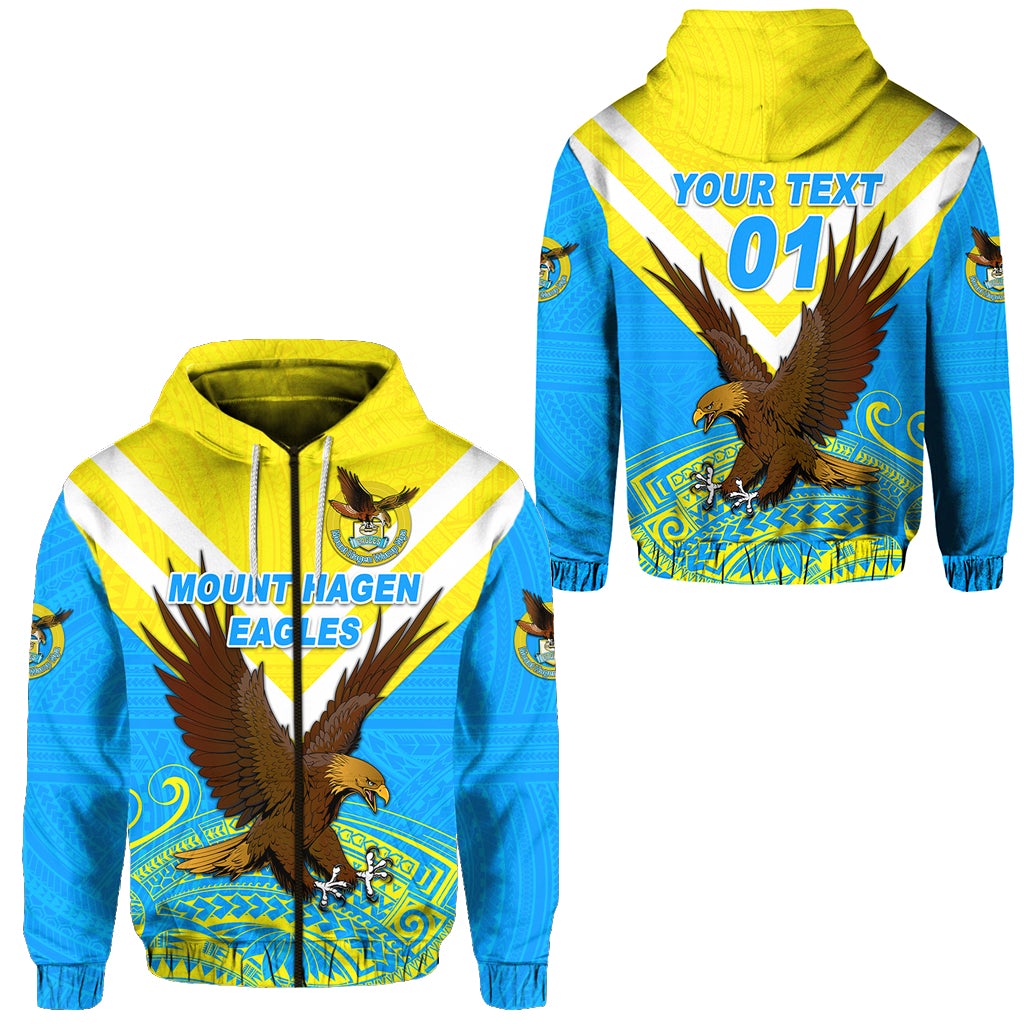 Custom Papua New Guinea Mount Hagen Eagles Zip Hoodie Wamp Nga Rugby Blue, Custom Text And Number LT8 - Wonder Print Shop