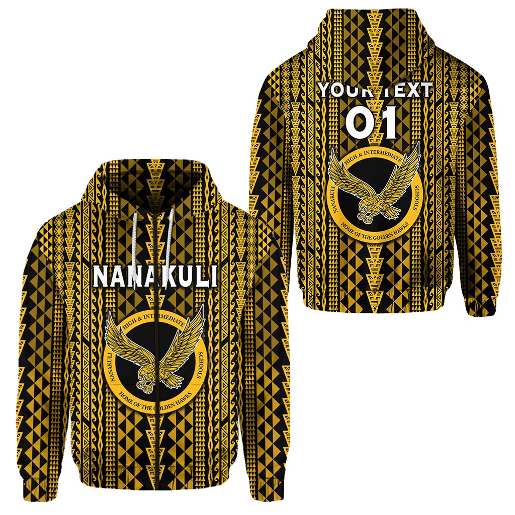 Custom Hawaii Nanakuli School Zip Hoodie Golden Hawks Simple Style LT8 - Wonder Print Shop